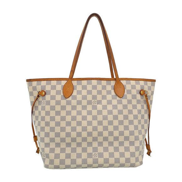 Louis Vuitton Damier Tote White Azur Neverfull Bag MM - Picture 1 of 8